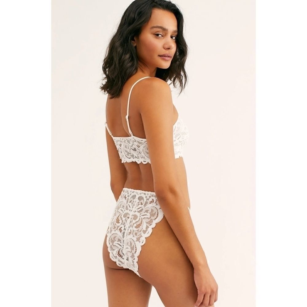 FREE People Reese High Wasited Tanga Ivory NWT Lace Size XS - Picture 7 of 8